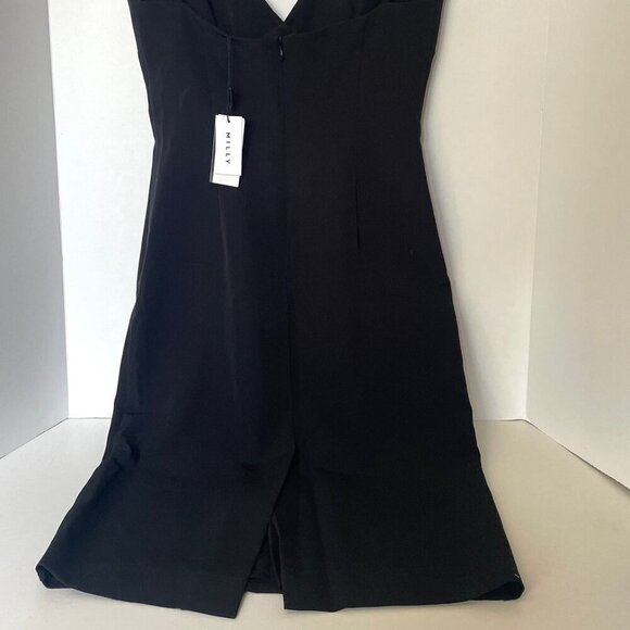 Milly Black Bodycon Dress 2 Sleeveless V-Neck Tailored Knee-Length Sheath - Picture 4 of 10